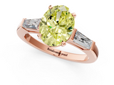 Rose gold Fancy Yellow Oval  Solitaire with Tapered Baguette Side Stones on a Classic Band with Four-Prong Setting_64