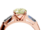 Rose gold Fancy Yellow Oval  Solitaire with Tapered Baguette Side Stones on a Classic Band with Four-Prong Setting_67