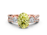 Rose gold Fancy Yellow Oval  Three-Stone Diamond Ring with Pavé Split Shank and Four-Prong Setting_73