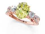 Rose gold Fancy Yellow Oval  Three-Stone Diamond Ring with Pavé Split Shank and Four-Prong Setting_74