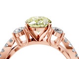 Rose gold Fancy Yellow Oval  Three-Stone Diamond Ring with Pavé Split Shank and Four-Prong Setting_77