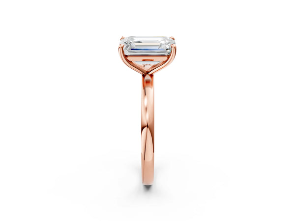 Rose gold Fancy Yellow Oval  and Emerald Cut Toi Moi Ring with Prong Setting