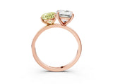 Rose gold Fancy Yellow Oval  and Emerald Cut Toi Moi Ring with Prong Setting_65