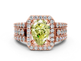 Rose gold Fancy Yellow Pear -Cut Halo Diamond Ring with Split Shank and Four-Prong Setting_90