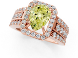 Rose gold Fancy Yellow Pear -Cut Halo Diamond Ring with Split Shank and Four-Prong Setting_91