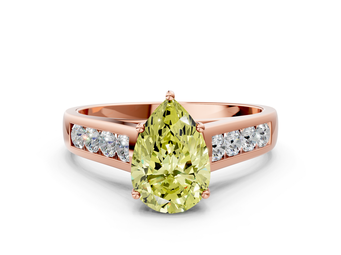 Rose gold Fancy Yellow Pear  Brilliant Channel-Set Solitaire Ring with Four-Prong Setting_20