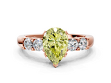 Rose gold Fancy Yellow Pear  Brilliant Cut Diamond Five-Stone Prong Set Engagement Ring with Channel Band_3