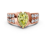 Rose gold Fancy Yellow Pear  Brilliant Diamond Channel Set Wide Band Ring with Bezel Setting_55