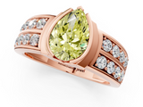 Rose gold Fancy Yellow Pear  Brilliant Diamond Channel Set Wide Band Ring with Bezel Setting_56
