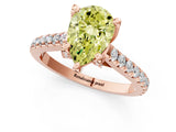 Rose gold Fancy Yellow Pear  Brilliant Diamond Solitaire with Pavé Band and Four-Prong Setting 1
