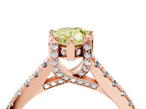 Rose gold Fancy Yellow Pear  Brilliant Diamond Solitaire with Pavé Band and Four-Prong Setting 4