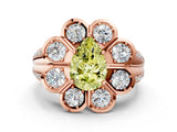 Rose gold Fancy Yellow Pear  Brilliant Flower Halo Diamond Split Shank Ring_21