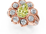 Rose gold Fancy Yellow Pear  Brilliant Flower Halo Diamond Split Shank Ring_22