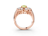 Rose gold Fancy Yellow Pear  Brilliant Flower Halo Diamond Split Shank Ring_24