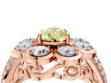 Rose gold Fancy Yellow Pear  Brilliant Flower Halo Diamond Split Shank Ring_25