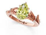 Rose gold Fancy Yellow Pear  Brilliant Solitaire with Leaf Motif Band and Four-Prong Setting_64