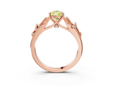Rose gold Fancy Yellow Pear  Brilliant Solitaire with Leaf Motif Band and Four-Prong Setting_66