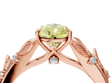 Rose gold Fancy Yellow Pear  Brilliant Solitaire with Leaf Motif Band and Four-Prong Setting_67