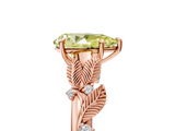 Rose gold Fancy Yellow Pear  Brilliant Solitaire with Leaf Motif Band and Four-Prong Setting_68