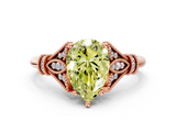 Rose gold Fancy Yellow Pear  Brilliant Solitaire with Pave Band and Four-Prong Setting_20
