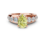 Rose gold Fancy Yellow Pear  Brilliant Solitaire with Side Stones on a Pave Band and Four-Prong Setting_24