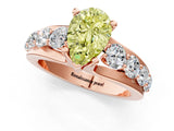 Rose gold Fancy Yellow Pear  Brilliant Solitaire with Side Stones on a Pave Band and Four-Prong Setting_25