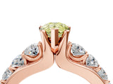 Rose gold Fancy Yellow Pear  Brilliant Solitaire with Side Stones on a Pave Band and Four-Prong Setting_28