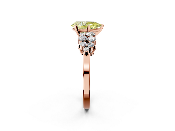 Rose gold Fancy Yellow Pear  Cluster Diamond Engagement Ring with Pavé Band and Four-Prong Setting