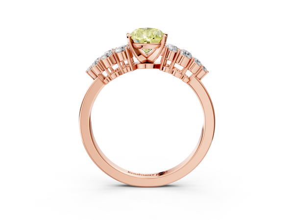 Rose gold Fancy Yellow Pear  Cluster Diamond Engagement Ring with Pavé Band and Four-Prong Setting
