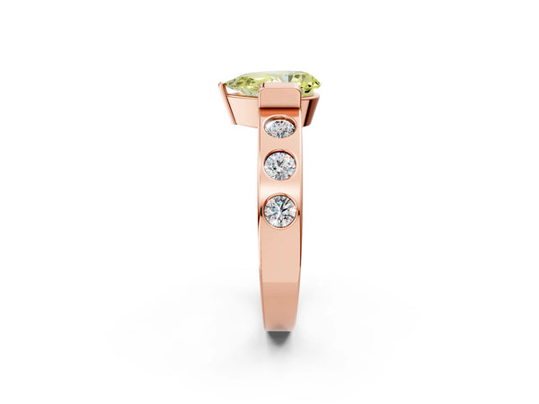 Rose Gold Pear-Shaped Tension Style Engagement Ring Setting for Fancy Yellow Center