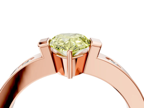 Rose gold Fancy Yellow Pear Cut Brilliant Channel-Set Diamond Ring with Bezel Prong Setting_4
