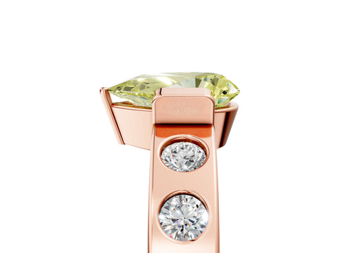 Rose gold Fancy Yellow Pear Cut Brilliant Channel-Set Diamond Ring with Bezel Prong Setting_5