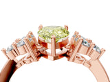 Rose gold Fancy Yellow Pear Cut Brilliant Diamond Cluster Accent Solitaire Ring with Prong Setting_4