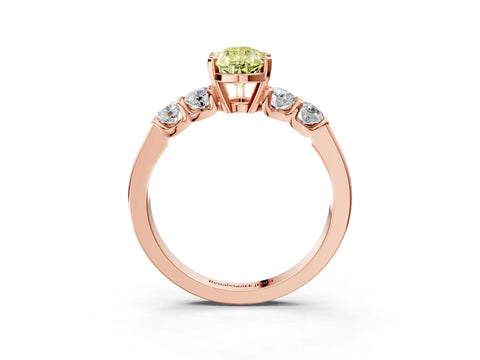 Rose gold Fancy Yellow Pear Cut Brilliant Diamond Five-Stone Engagement Ring with Prong Setting on a Classic Band_6