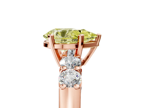 Rose gold Fancy Yellow Pear Cut Brilliant Diamond Five-Stone Engagement Ring with Prong Setting on a Classic Band_8