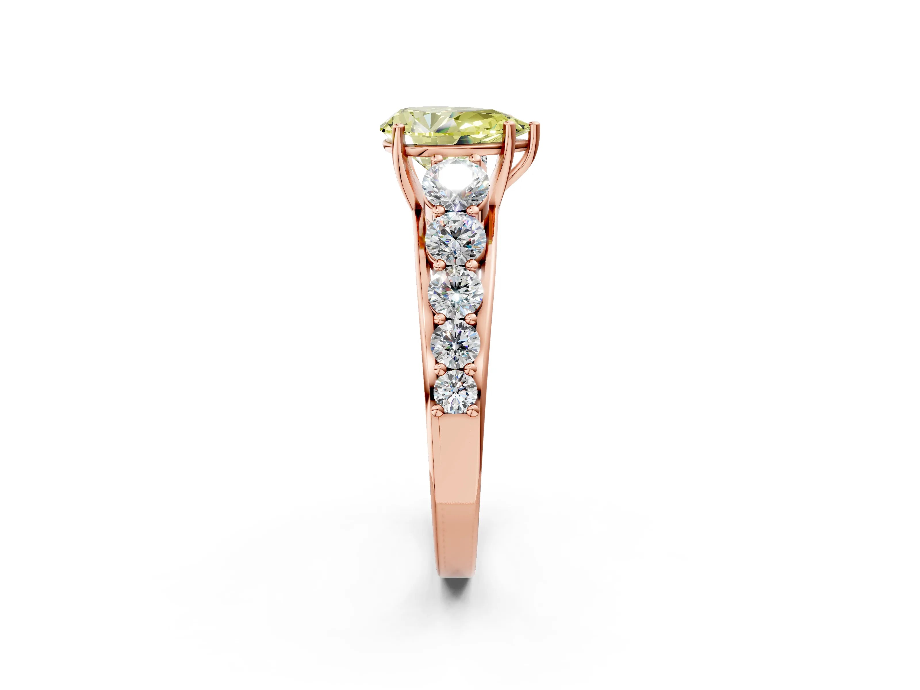 Rose gold Fancy Yellow Pear Cut Brilliant Diamond Pavé Band with Six-Prong Setting_2