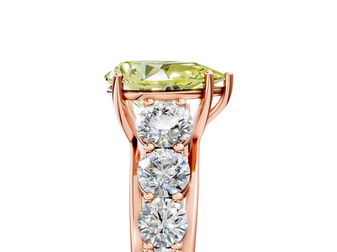 Rose gold Fancy Yellow Pear Cut Brilliant Diamond Pavé Band with Six-Prong Setting_5