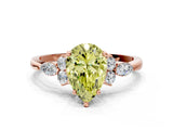 Rose gold Fancy Yellow Pear Cut Brilliant Diamond Solitaire Ring with Pear Side Stones and Four-Prong Setting_3