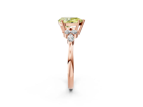 Rose gold Fancy Yellow Pear Cut Brilliant Diamond Solitaire Ring with Pear Side Stones and Four-Prong Setting_5