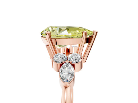 Rose gold Fancy Yellow Pear Cut Brilliant Diamond Solitaire Ring with Pear Side Stones and Four-Prong Setting_8