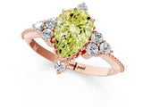 Rose gold Fancy Yellow Pear Cut Brilliant Diamond with Cluster Setting on a Beaded Band and Four-Prong Setting_1