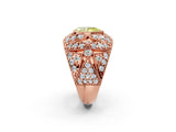 Rose gold Fancy Yellow Pear Cut Brilliant Halo Pave Diamond Milgrain Ring_2