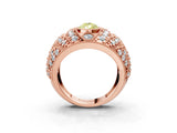 Rose gold Fancy Yellow Pear Cut Brilliant Halo Pave Diamond Milgrain Ring_3