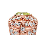Rose gold Fancy Yellow Pear Cut Brilliant Halo Pave Diamond Milgrain Ring_5