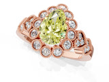 Rose gold Fancy Yellow Pear Cut Brilliant Milgrain Pave Heart Band Solitaire Ring_1