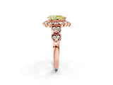 Rose gold Fancy Yellow Pear Cut Brilliant Milgrain Pave Heart Band Solitaire Ring_2