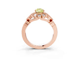 Rose gold Fancy Yellow Pear Cut Brilliant Milgrain Pave Heart Band Solitaire Ring_3