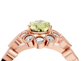 Rose gold Fancy Yellow Pear Cut Brilliant Milgrain Pave Heart Band Solitaire Ring_4