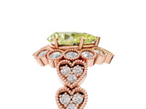 Rose gold Fancy Yellow Pear Cut Brilliant Milgrain Pave Heart Band Solitaire Ring_5