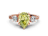 Rose gold Fancy Yellow Pear Cut Brilliant Three-Stone Diamond Ring with Pavé Band and Four-Prong Setting_3